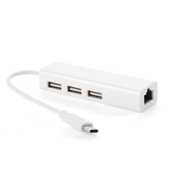 USB-C 3.1 Type-C 3 Port Usb 3.0 ve RJ45 Yüksek Hızlı Ethernet