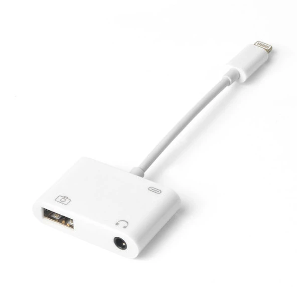 iPhone Lightning 3.5 mm Kulaklık ve Usb 3.0 Kamera Hub Adaptör