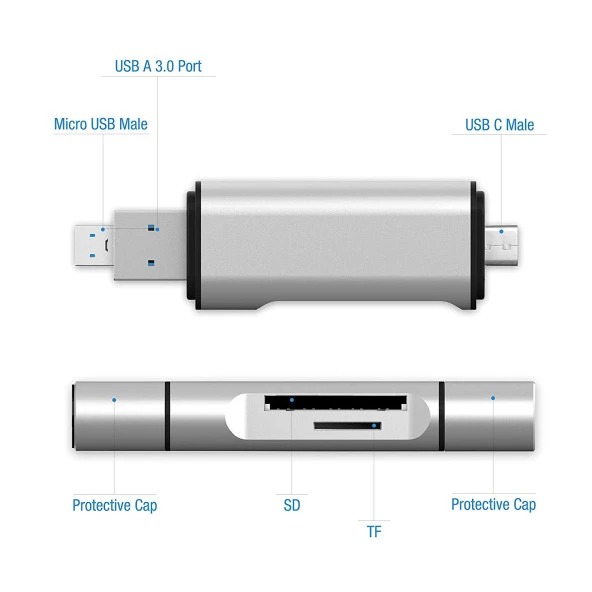 Type-C Usb 3.1 Micro Usb Usb 3.0 SD TF Micro SD Kart Okuyucu