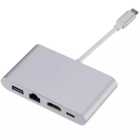 Type-C HDMI 4K RJ45 Gigabit Ethernet Type-C Usb 3.0 Şarj Girişli