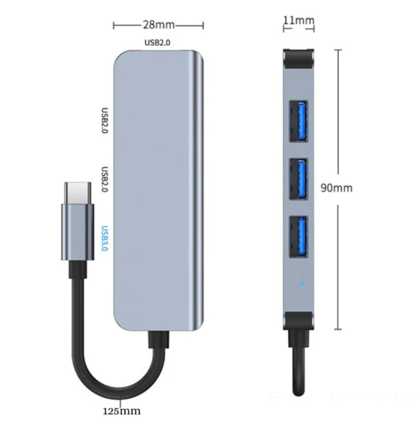 Type-C 1xUSB 3.0 3xUsb 2.0 HUB Otg Çoğaltıcı Adaptörü BYL-2013T