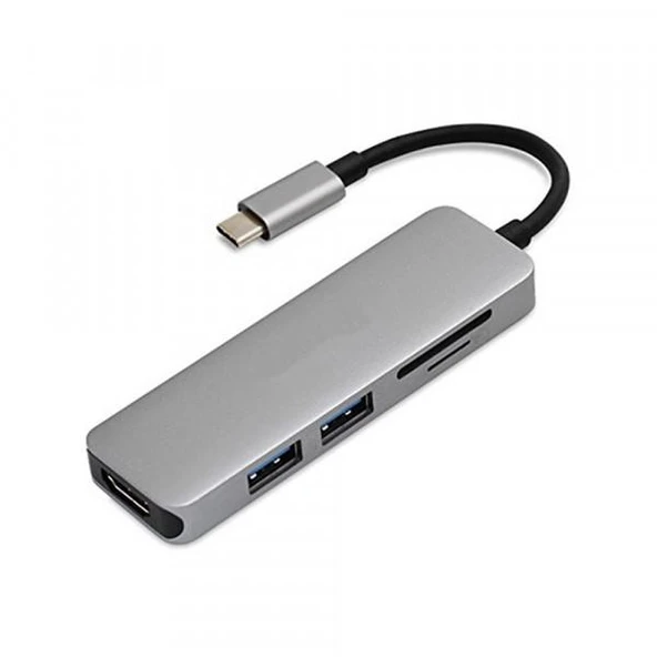 Type-C 5in1 4K Hdmi 2xUsb 3.0 Sd Tf Kart Girişli Çevirici Otg Hub