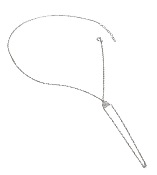 Beyaz Taşlı Kalp Gümüş Şahmeran Bileklik - Gold Renk - 5