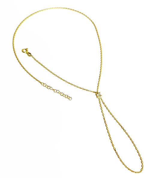 Tek Taşlı Gümüş Şahmeran Bileklik - Gold Renk - 2