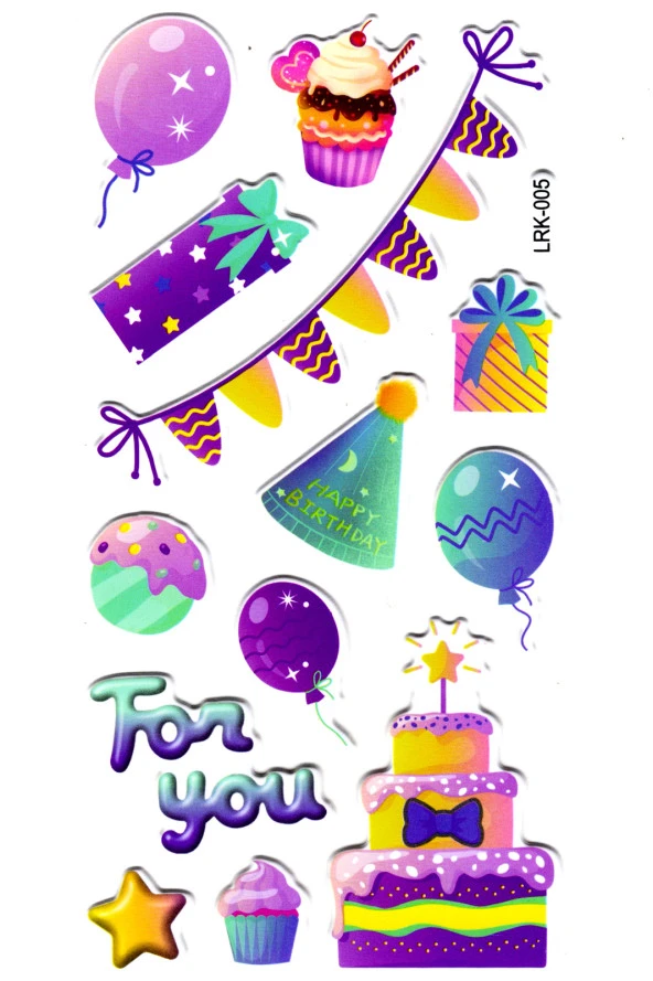 Sticker Kabartmalı Stiker Defter Planlayıcı Etiket (Lrk005)-17x9 cm- Parti Pasta