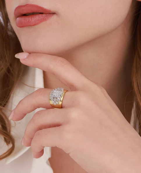 Baget Taşlı Göz Gümüş Yüzük ürün görseli