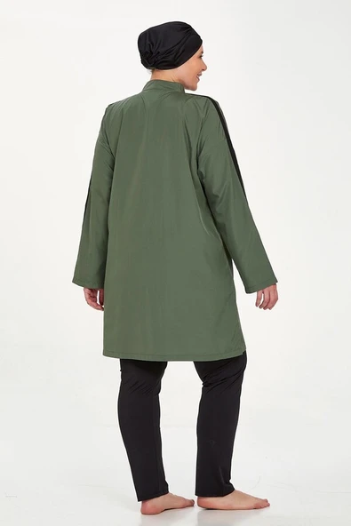 Adasea 1427 Haki Büyük Beden Tam Boy Tesettür Mayo - Resim 4