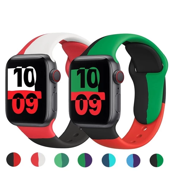 Apple Watch 7 8 9 10 Seri 40 41 42mm Uyumlu Unity Silikon Kordon