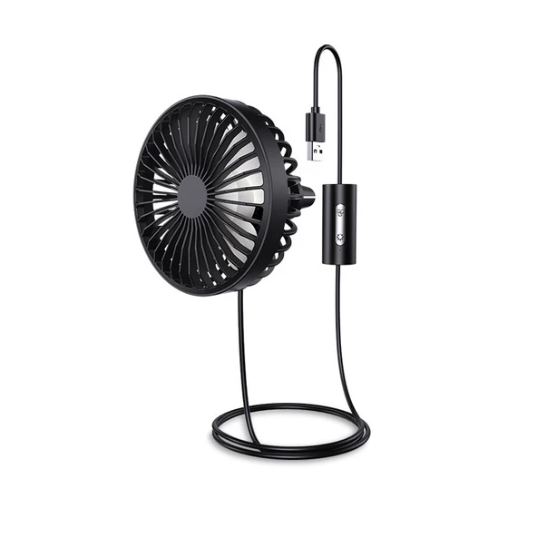 Araç Oto Havalandırma Taşınabilir 3 Kademe Işıklı Fan Vantilatör F829 - 2