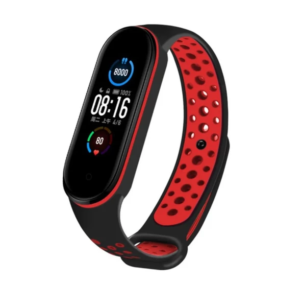 Xiaomi Mi Band 5 6 7 Uyumlu Delikli Spor Silikon Kordon Kayış - 5