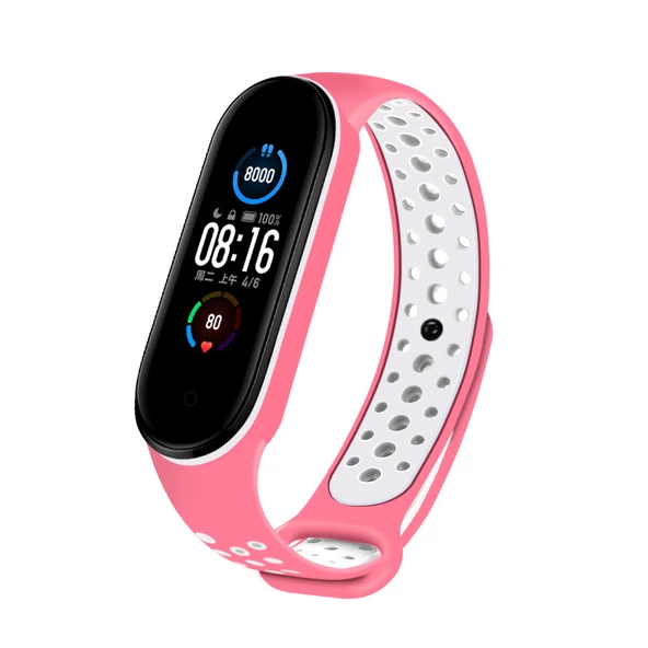 Xiaomi Mi Band 5 6 7 Uyumlu Delikli Spor Silikon Kordon Kayış - 7