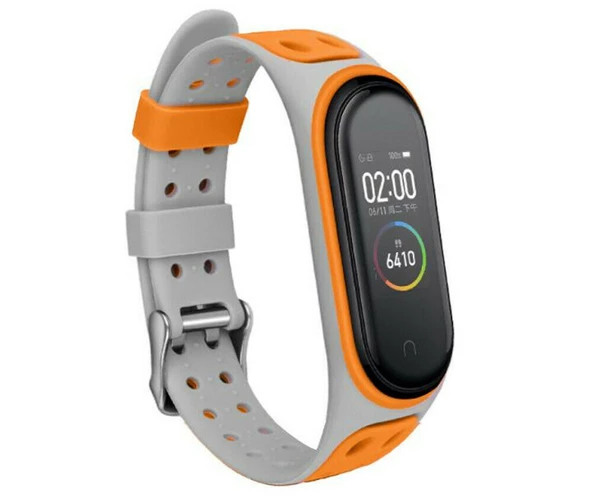 Xiaomi Mi Band 5 6 7 Uyumlu Delikli Spor Silikon Kordon Kayış - 9