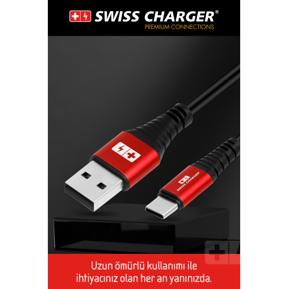 SWISS CHARGER SCC-10042 TYPE-C KABLO SİYAH - 2