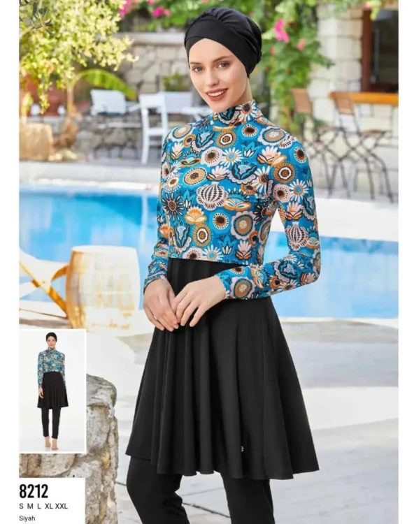 Maresiva 8212 Siyah Tam Kapalı Tasarım Tesettür Mayo - 2