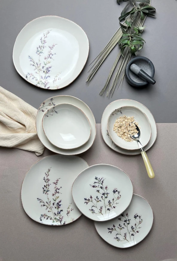 TABAK EVİ Porselen Pebble Yemek Takımı Lila 4 Kişilik 12 Parça - 2