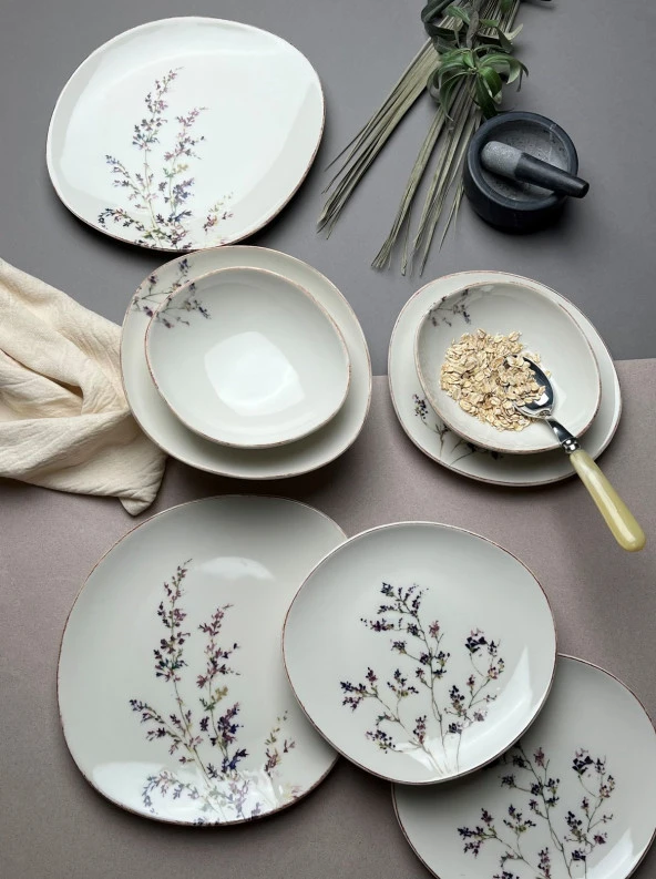 TABAK EVİ Porselen Pebble Yemek Takımı Lila 4 Kişilik 12 Parça - 3