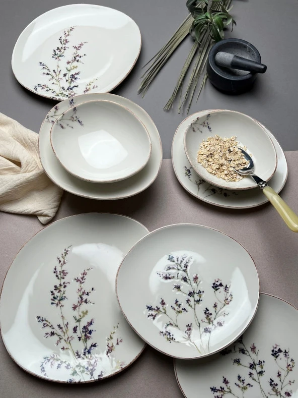 TABAK EVİ Porselen Pebble Yemek Takımı Lila 4 Kişilik 12 Parça - 4