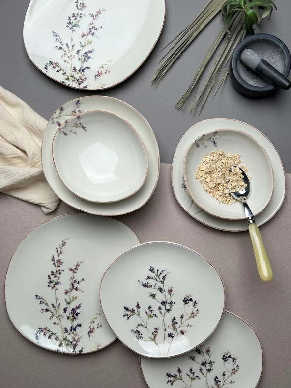 TABAK EVİ Porselen Pebble Yemek Takımı Lila 4 Kişilik 12 Parça - 5