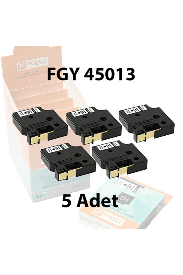 Dymo D1 Uyumlu Etiket Plastik Beyaz - 12 mm x 7 mt - 45013 - Eko Paket 5 li - 4