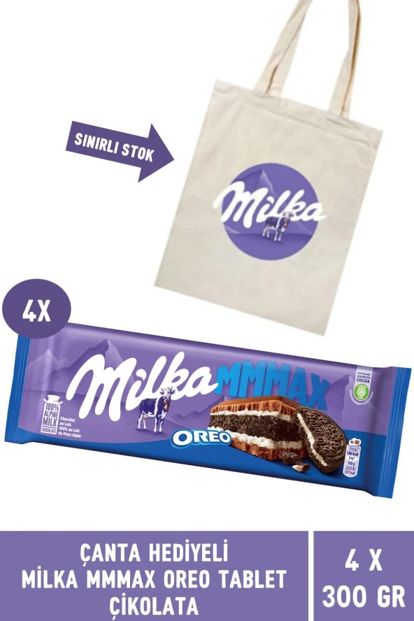 Çanta Hediyeli Milka Oreo Tablet Çikolata 300 gr MMMAX - 4 Adet ürün görseli