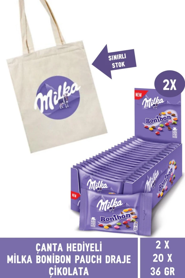 Çanta Hediyeli Milka Bonibon Pauch Draje Çikolata 36 gr - 40 Adet