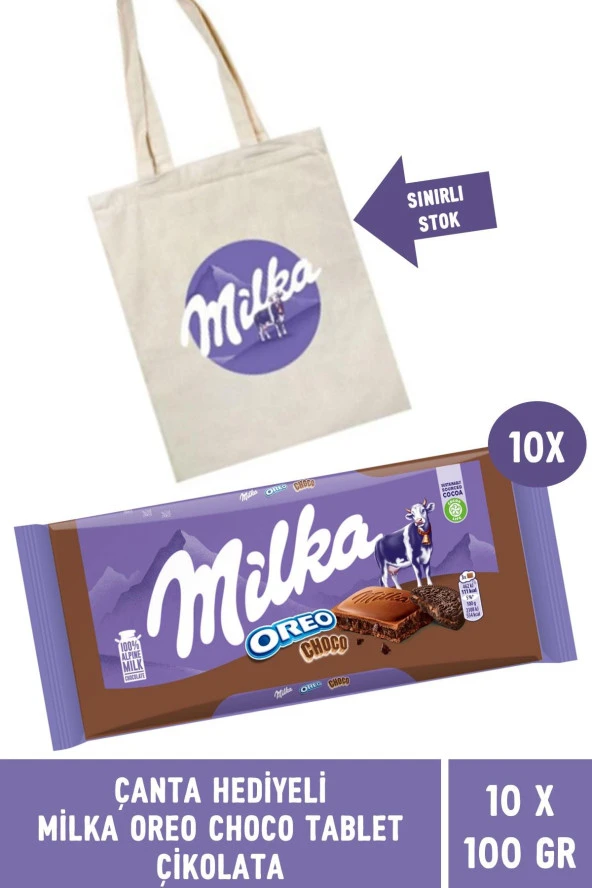 Çanta Hediyeli Milka Oreo Choco Tablet Çikolata 100 gr - 10 Adet