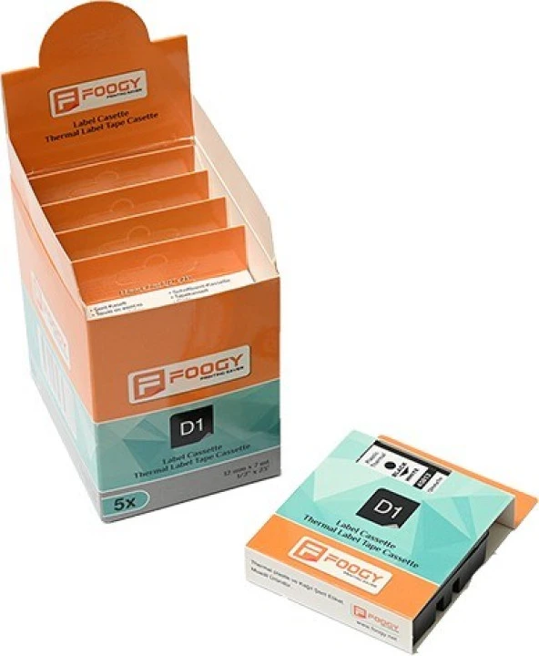 Foogy Dymo D1 Muadili Etiket Plastik Turuncu - 12 mm x 7 mt - 45460 Eko Paket 5'li - Resim 5