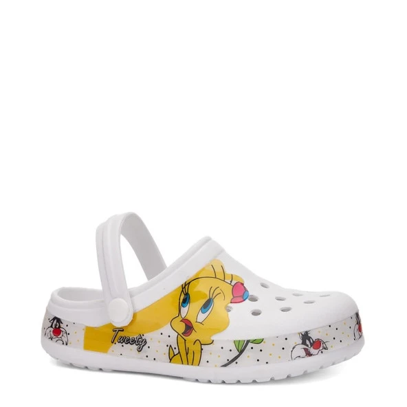 Albishoes Kız Çocuk Crocs Modeli Tweety Desenli Kaymaz Taban Plaj Havuz Deniz Sandalet Terlik