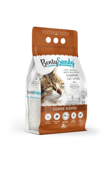 BentySandy Kahve Kokulu Topaklanan İnce Taneli Kedi Kumu 5Lx2 - 2