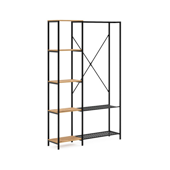 Eportatif Çok Amaçlı Metal Ayaklı Raflı Dolap Ayakkabılık Portatif Portmanto Gardırop Çam 1370 - 4