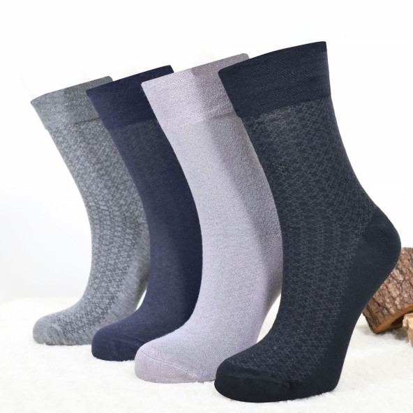 Erkek Bambu Çorap Burun Dikişsiz Soft Yıkamalı Parfümlü Uzun Erkek Çorap - 4