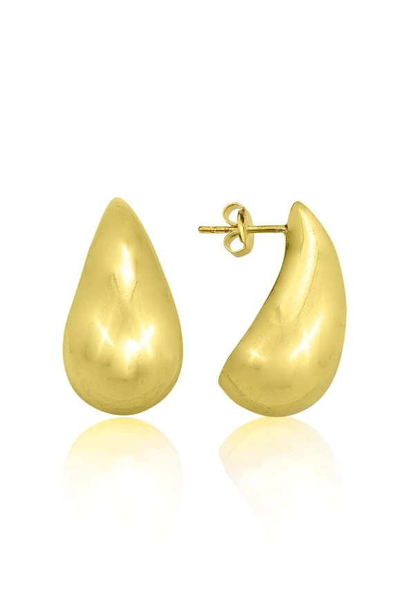 Gümüş Altın Yaldızlı Bottega İtalyan Gözyaşı Damla Küpe SGTL12415GOLD ürün görseli