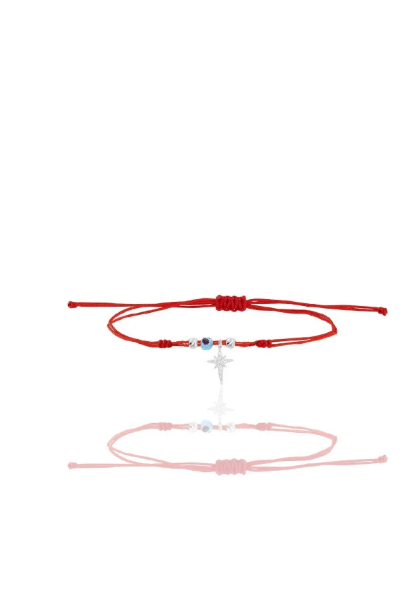 Gümüş rodyumlu zirkon taşlı nazarlı kutup yıldızı ipli şans bileklik SGTL12439RODAJ ürün görseli