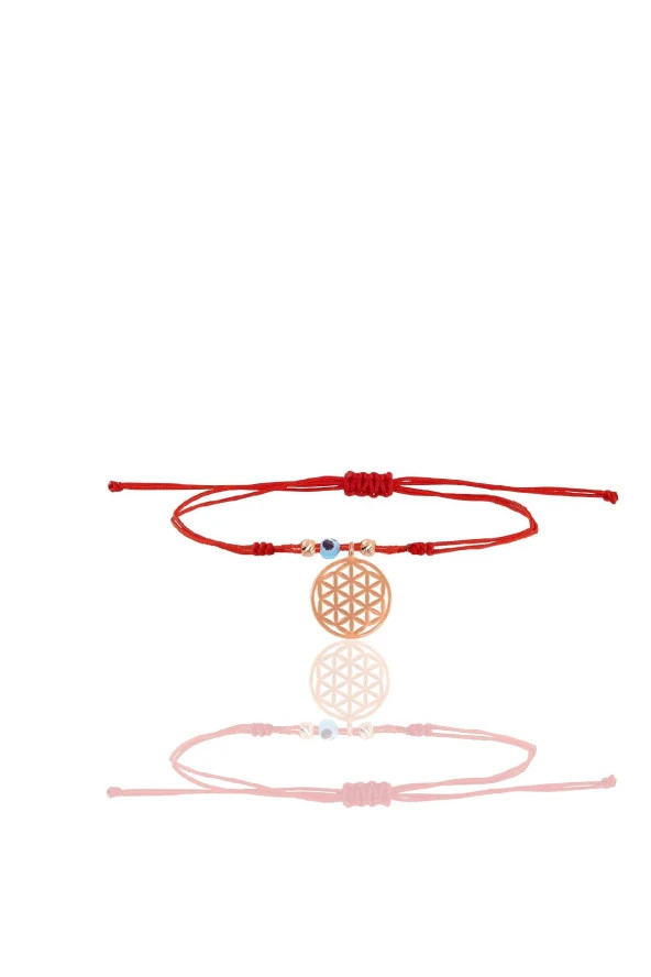 Gümüş rose nazarlı yaşam çiçeği ipli şans bileklik SGTL12445ROSE ürün görseli