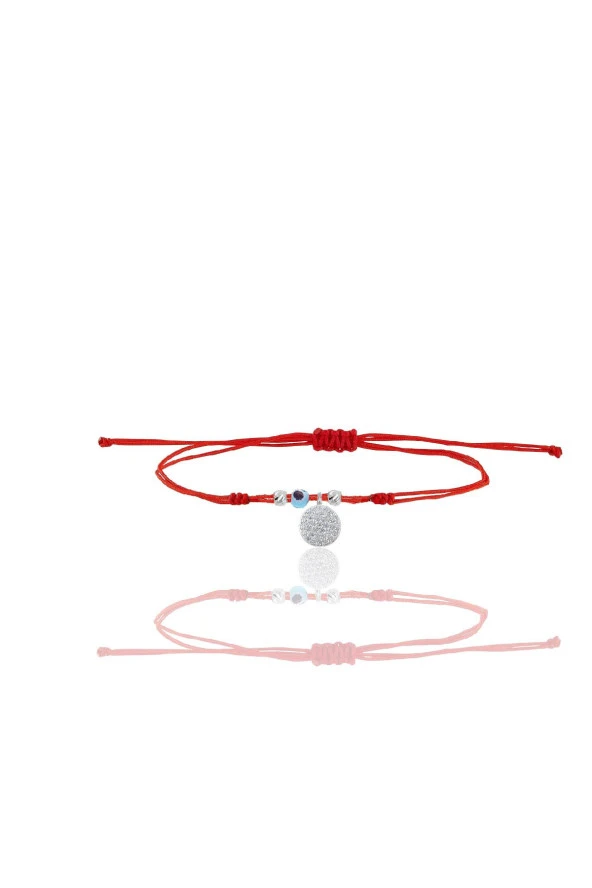 Gümüş rodyumlu zirkon taşlı nazarlı yuvarlak ipli şans bileklik SGTL12487RODAJ ürün görseli 1