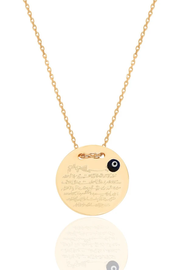 Gümüş rose Ayetel Kürsi yazılı nazarlı plaka kolye SGTL12490ROSE ürün görseli