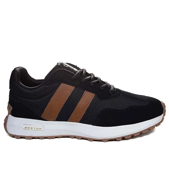 Erkek Siyah Taba Mevsimlik Kauçuk Kaymaz Taban Comfort Sneaker