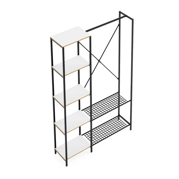 Eportatif Çok Amaçlı Metal Ayaklı Raflı Dolap Ayakkabılık Portatif Portmanto Gardırop Beyaz 1371 - 6