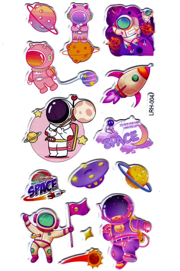 Sticker Kabartmalı Stiker Defter Planlayıcı Etiket (Lrh004)-17x9 cm- Space Astronot