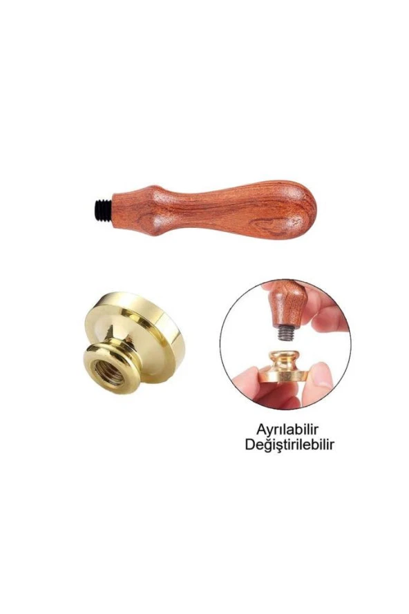 Mühürcüm Mühür Mumu Damga 55  mm Yuvarlak Boş Pirinç Kafa + Ahşap Sap R5799O55 - Resim 2