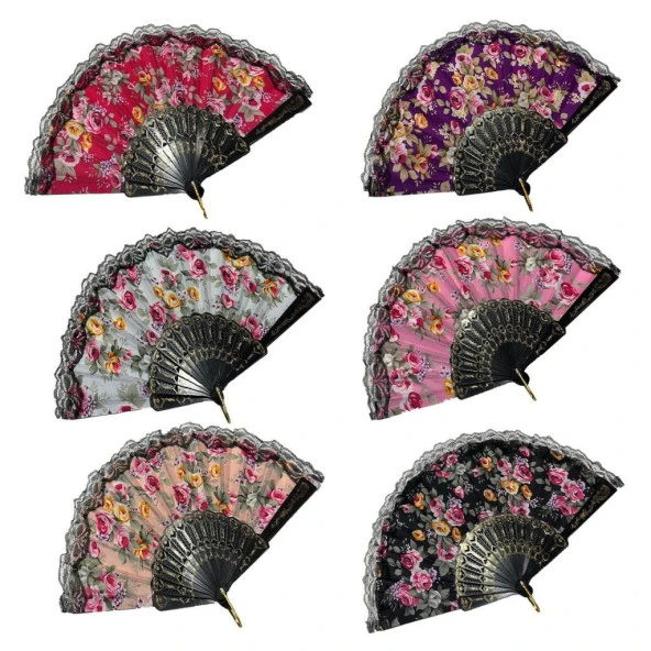 YELPAZE Şık Doğal Serinletici Dantelli Yelpaze-877-1