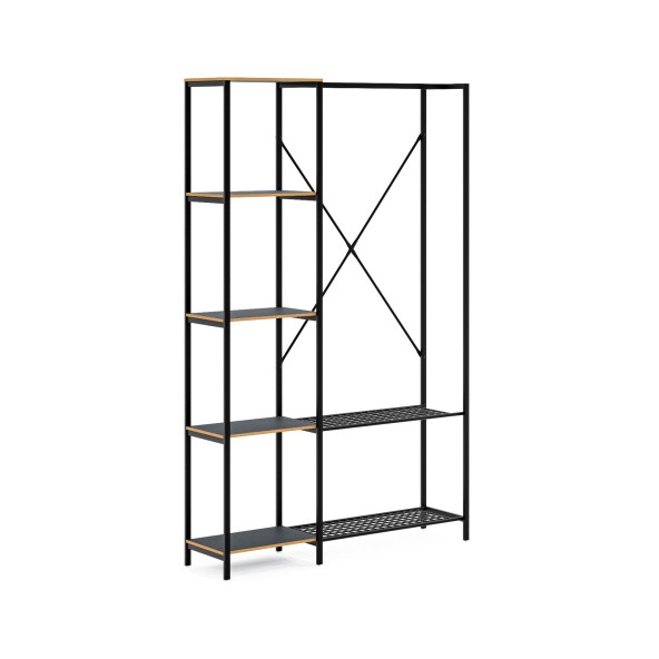 Eportatif Çok Amaçlı Metal Ayaklı Raflı Dolap Ayakkabılık Portatif Portmanto Gardırop Füme 1372 - 4