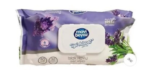 MAVİ BEYAZ ISLAK MENDİL 90 LI - LAVANTA