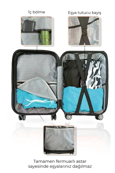 Polo&Sky Spring Model Füme Renk Orta Boy Valiz Bavul - 6