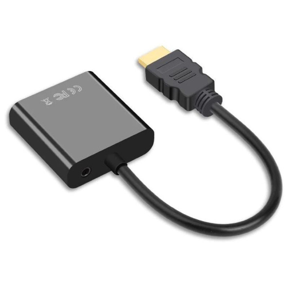 Hdmi To Vga Ses Destekli Monitör Dönüştürücü Kablo Çevirici Adaptör