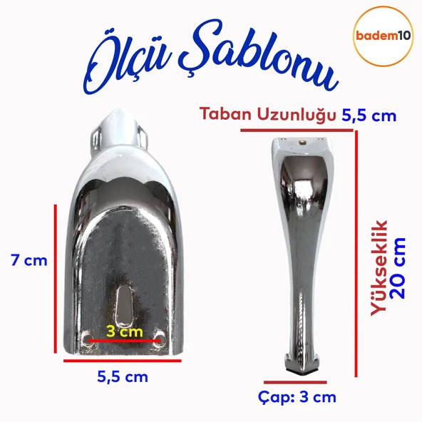 Masa Yükseltici Tv Ünitesi Konsol Koltuk Ayağı Mobilya Ayakları Ayağı Metal Ayak 20 Cm Krom - 2