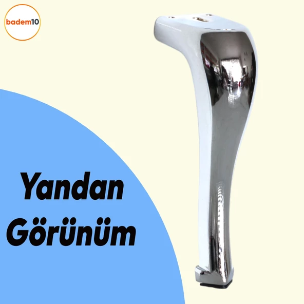 Masa Yükseltici Tv Ünitesi Konsol Koltuk Ayağı Mobilya Ayakları Ayağı Metal Ayak 20 Cm Krom - 3