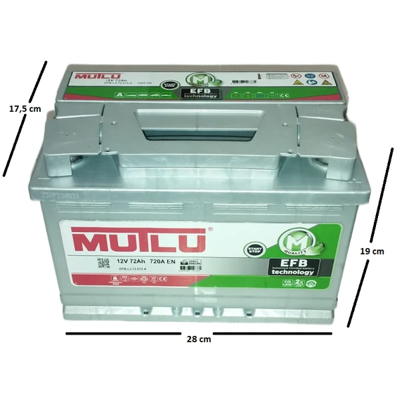 Mutlu EFB Start-Stop 12 V 72 Ah 720 A  (EN) Akü