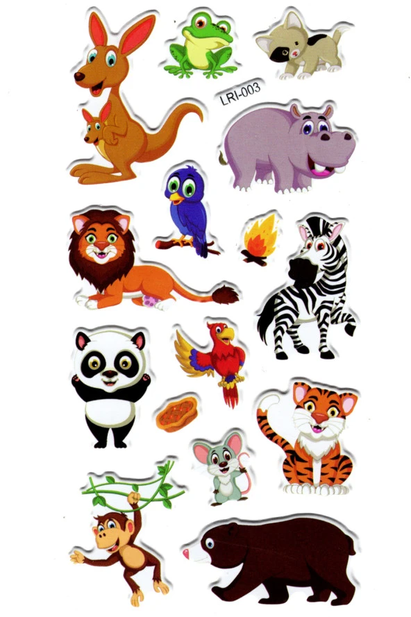 Sticker Kabartmalı Stiker Defter Planlayıcı Etiket (LRI003)-17x9 cm- Sevimli Hayvanlar