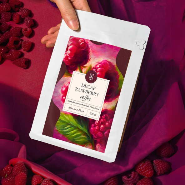Decaf Raspberry Coffee Kafeinsiz Ahududu Aromalı Çekirdek Kahve 200 Gr - 4